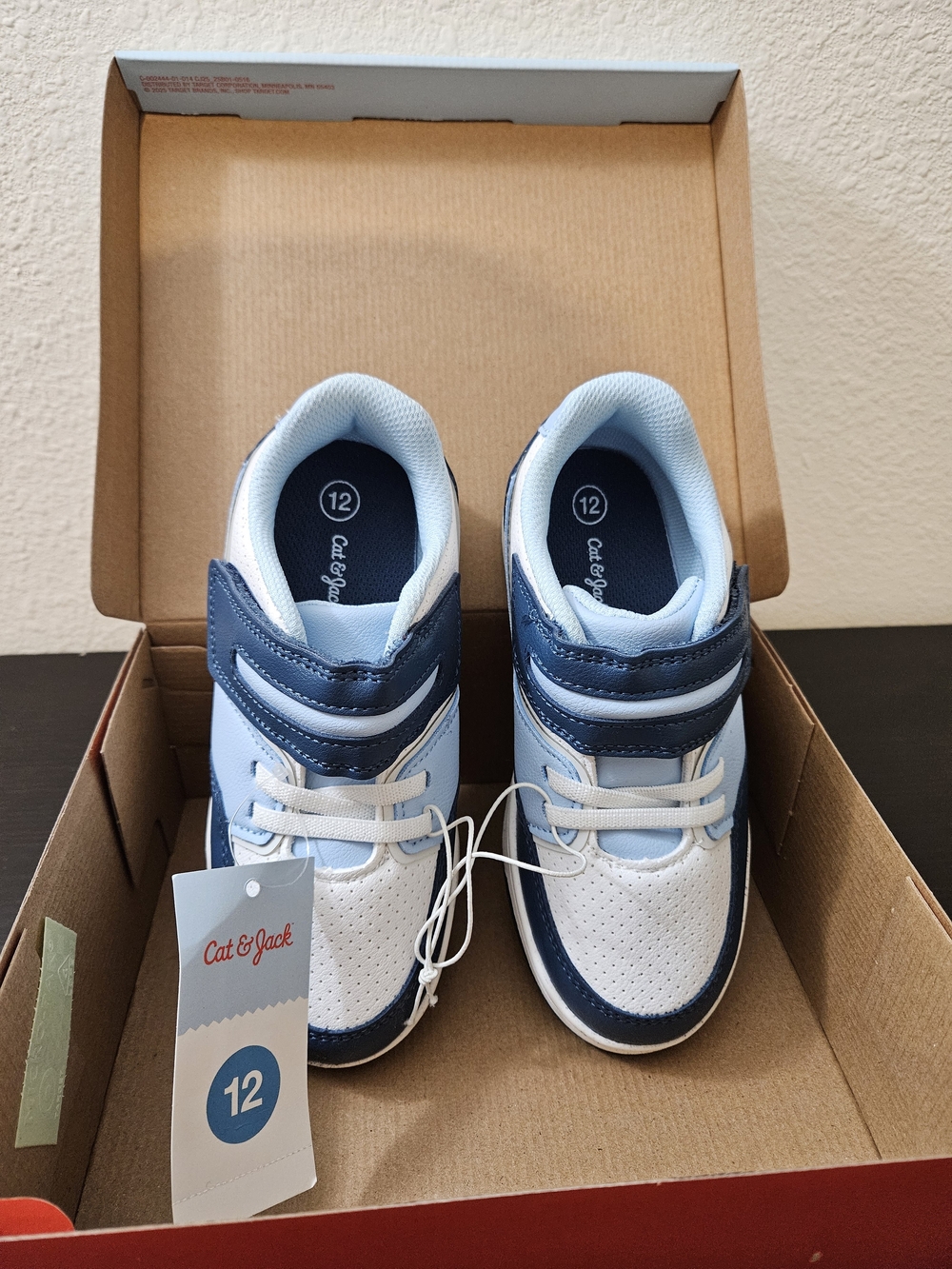 Cat & Jack White and Navy Velcro-Top Kids Sneakers